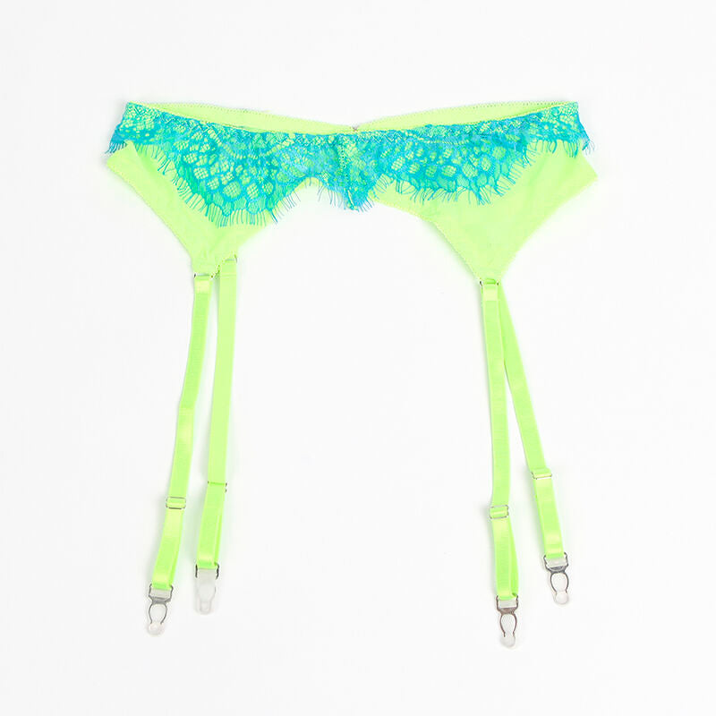 SUBBLIME - 955328 SET SUJETADOR CON ENCAJE Y LIGUEROS VERDE Y AZUL L/XL