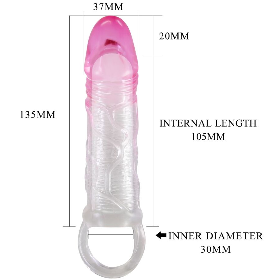 PRETTY LOVE - ODES FUNDA REALÍSTICA ALARGADORA DE 2 CM PARA PENE ROSA