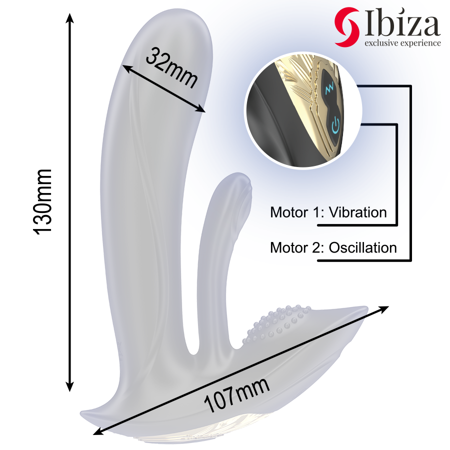 IBIZA - VIBRADOR WEARABLE CON ESTIMULACIÓN PUNTO-G Y CLÍTORIS CON CONTROL REMOTO