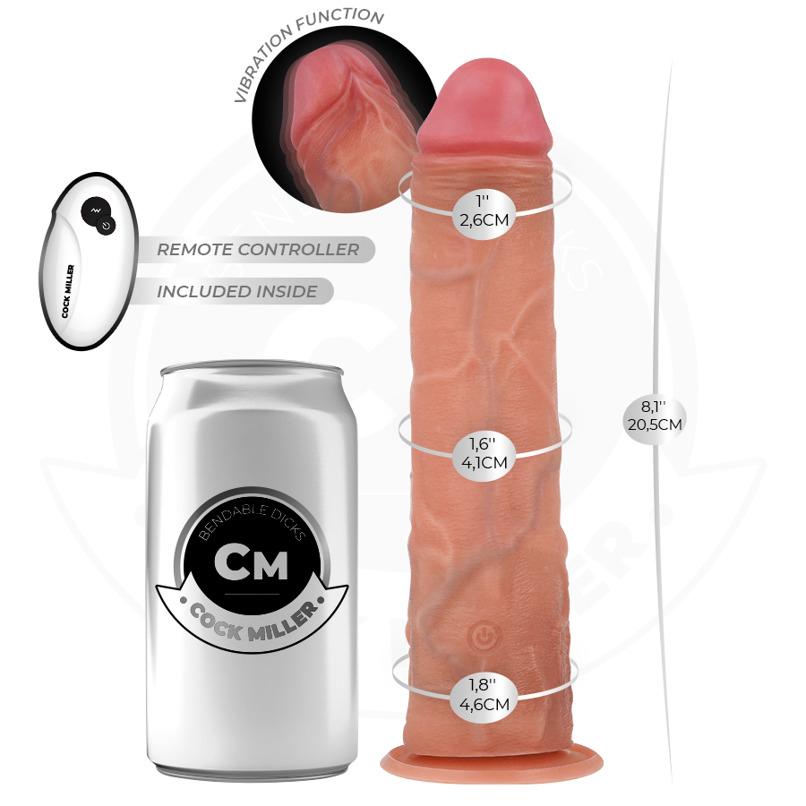 COCK MILLER - DILDO HIPERREALÍSTICO VIBRACIÓN CON CONTROL REMOTO 20,5 CM