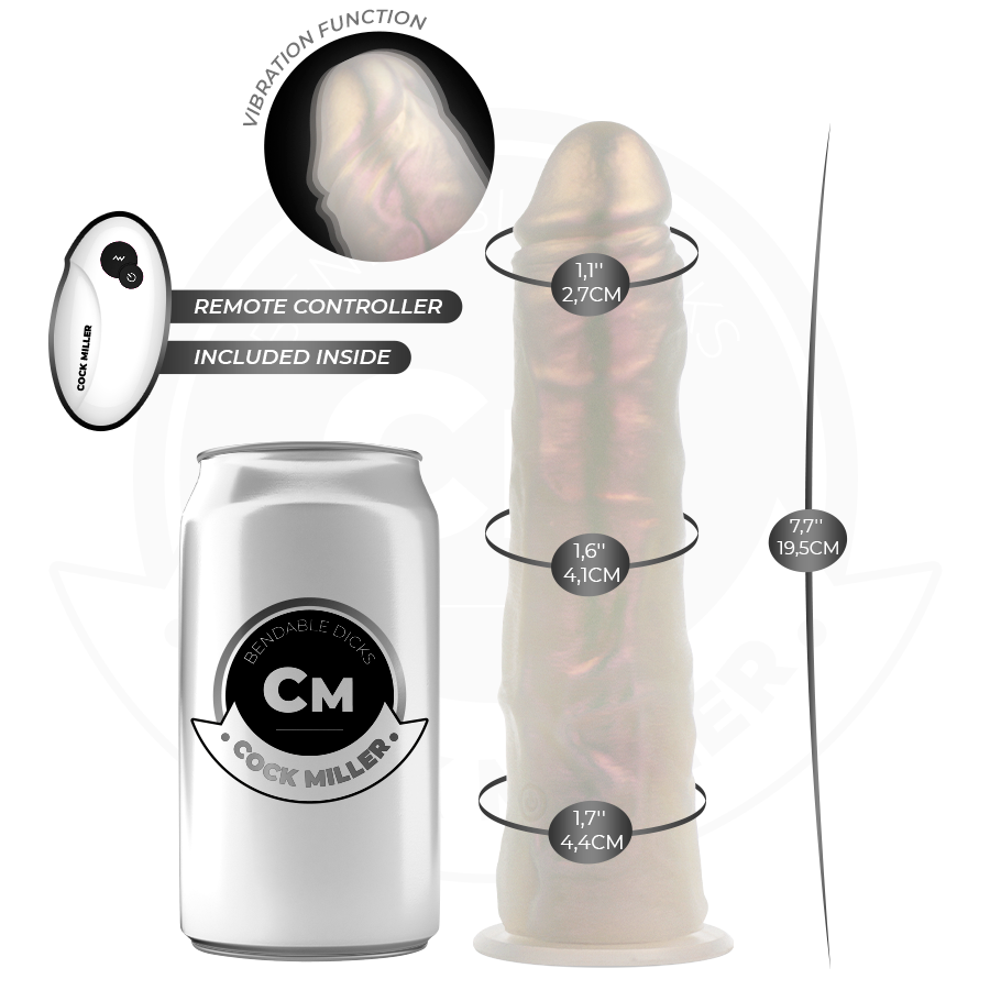 COCK MILLER - DILDO SILICONA 19,5 CM , LUCES Y VIBRACIÓN CON CONTROL REMOTO