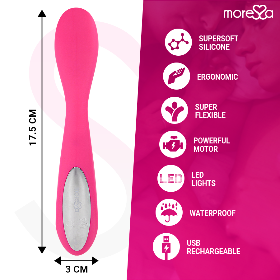 MORESSA - DRUSO MASAJEADOR DUO PUNTO G Y SUERO PELVICO PREMIUM SILICONE RECARGABLE