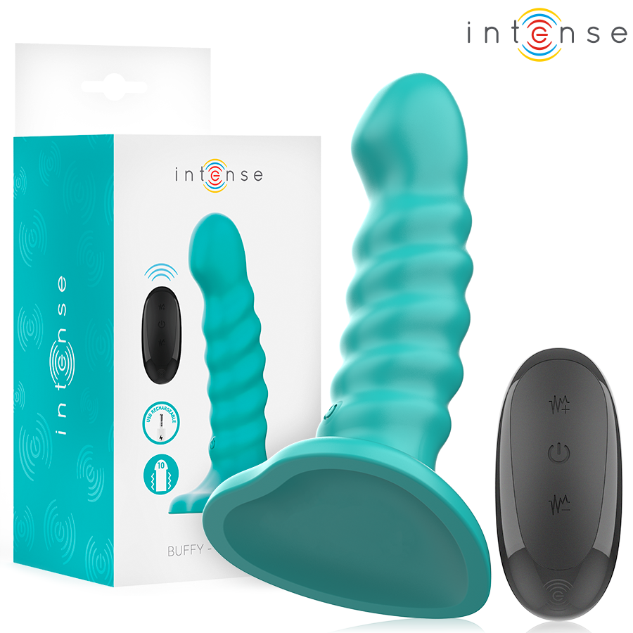 INTENSE - BUFFY VIBRADOR TALLA S DISEÑO EN ESPIRAL 10 VIBRACIONES AZUL CONTROL REMOTO