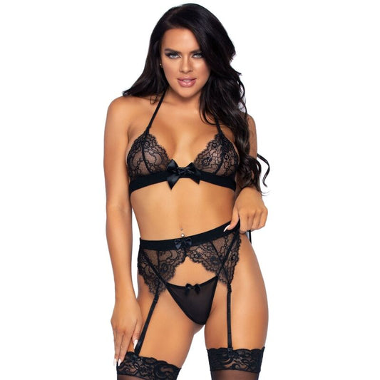 LEG AVENUE - SET DE TRES PIEZAS TOP, LIGUERO Y TANGA S