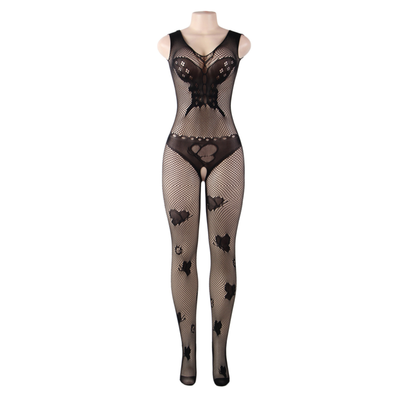 QUEEN LINGERIE - BODYSTOCKING BORDADOS MARIPOSA S/L