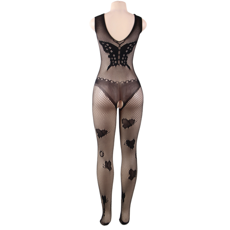 QUEEN LINGERIE - BODYSTOCKING BORDADOS MARIPOSA S/L