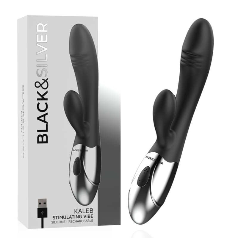 BLACK&SILVER - KALEB VIBRADOR RABBIT SILICON MILTI FUNCION