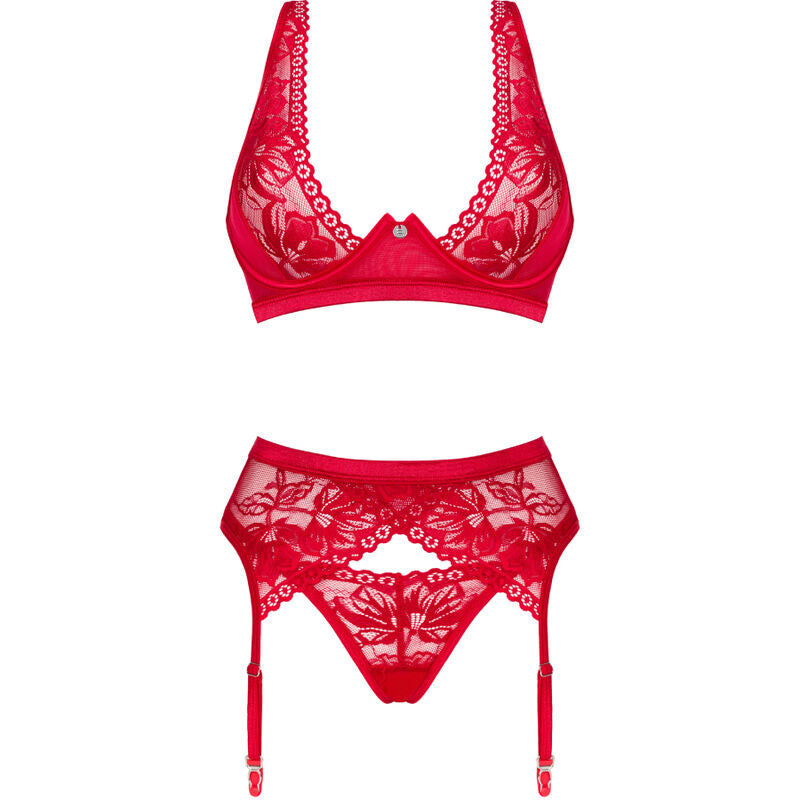 OBSESSIVE - LACELOVE SET TRES PIEZAS ROJO XS/S