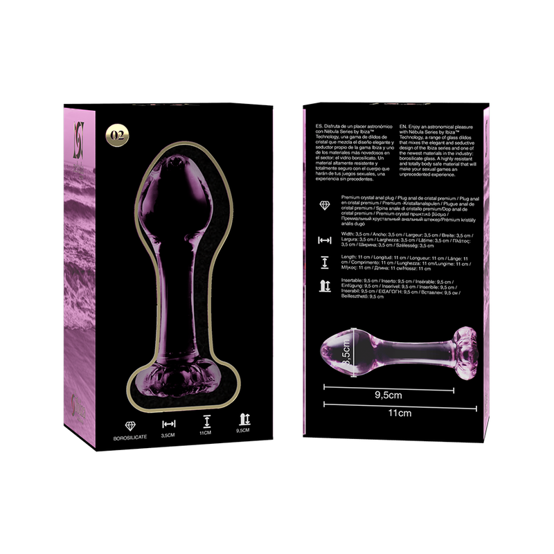 NEBULA SERIES BY IBIZA - MODELO 2 PLUG CRISTAL BOROSILICATO TRANSPARENTE 11 CM -O- 3.5 CM