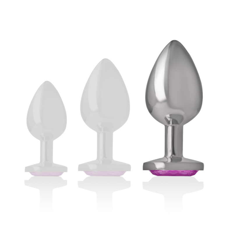 INTENSE - PLUG ANAL METAL ALUMINIO CON CRISTAL ROSA TALLA L