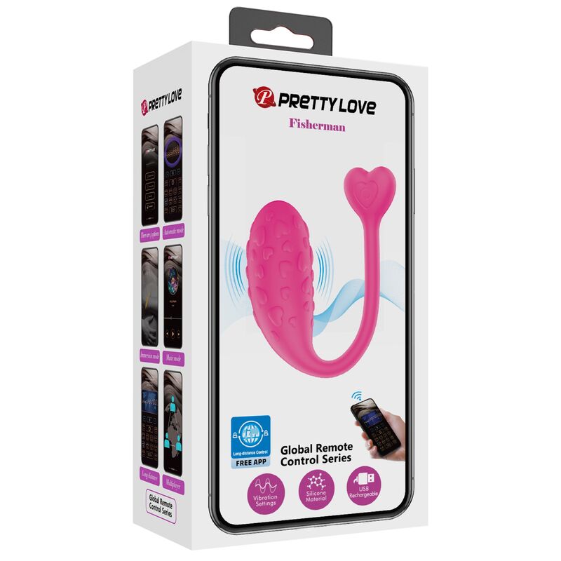 PRETTY LOVE - FISHERMAN HUEVO VIBRADOR ROSA CONTROLADO POR APP