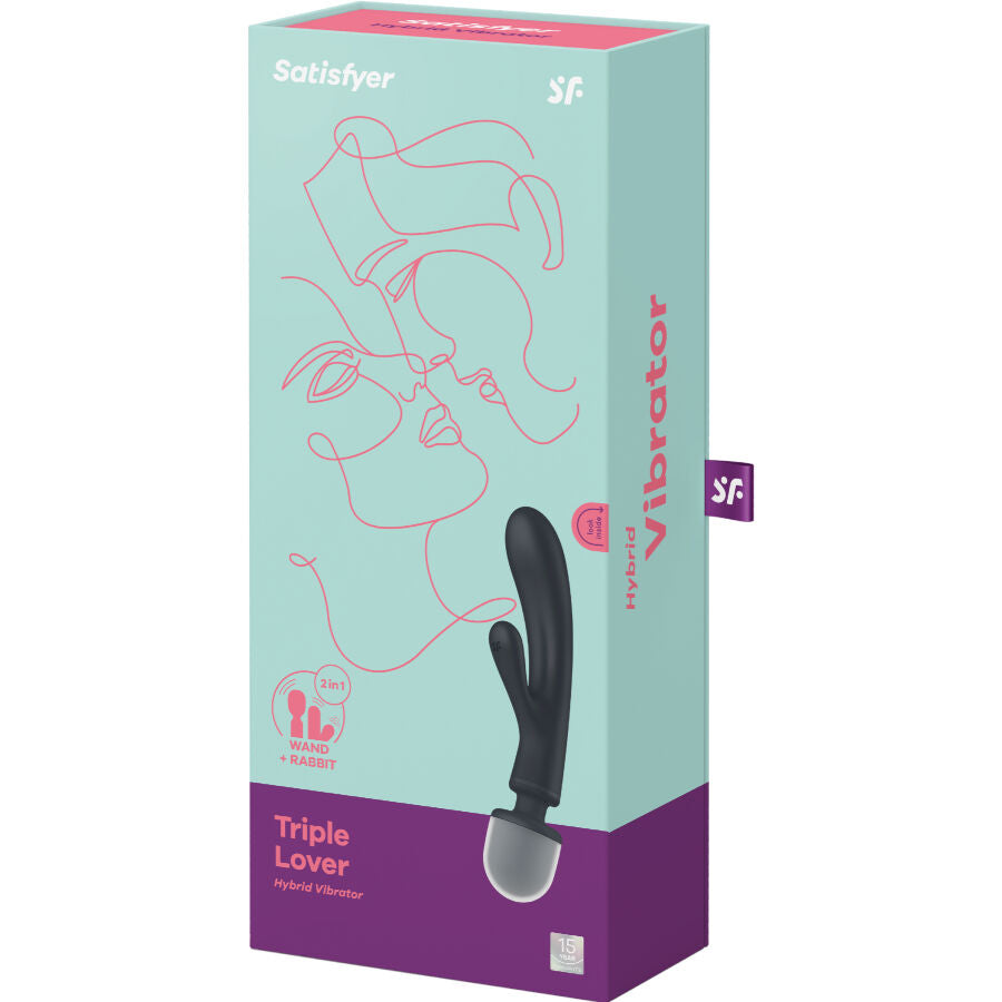 SATISFYER - TRIPLE LOVER MASAJEADOR VIBRADOR RABBIT ROSA