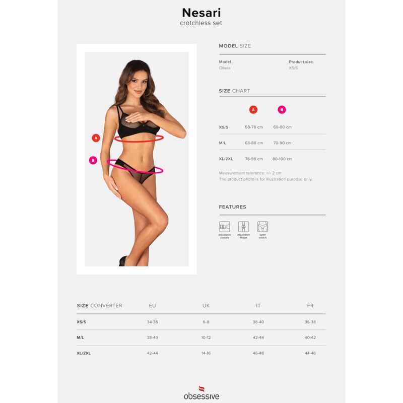 OBSESSIVE - NESARI SET DOS PIEZAS CROTCHLESS XS/S