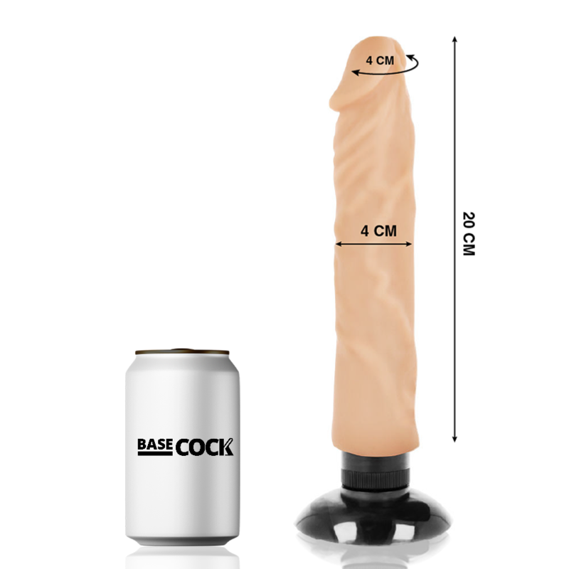 BASECOCK - VIBRADOR REALISTICO 2-1 NATURAL 20 CM -O- 4 CM