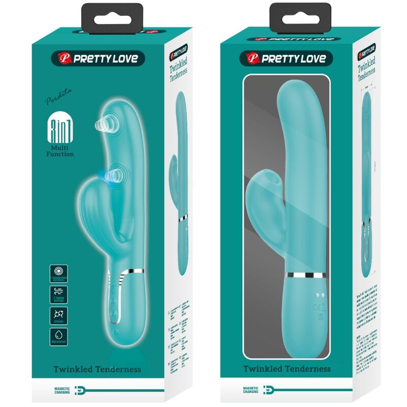 PRETTY LOVE - PERLITA VIBRADOR PUNTO G 3 EN 1 MULTIFUNCIÓN VERDE AGUA