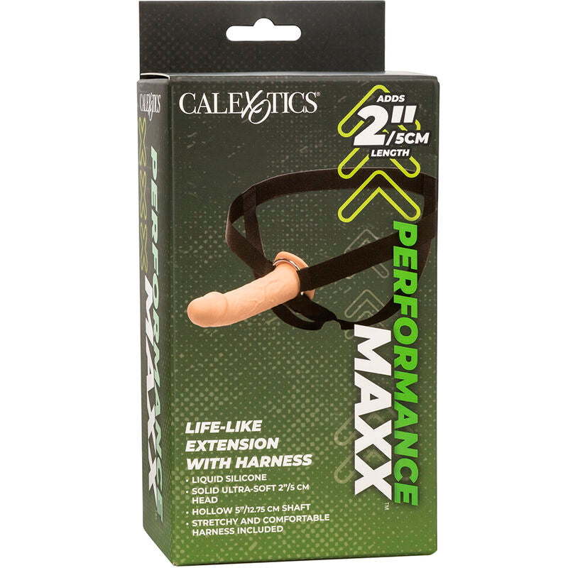 CALEXOTICS - PERFORMANCE MAXX EXTENSIÓN REALISTA CON ARNÉS PIEL CLARO