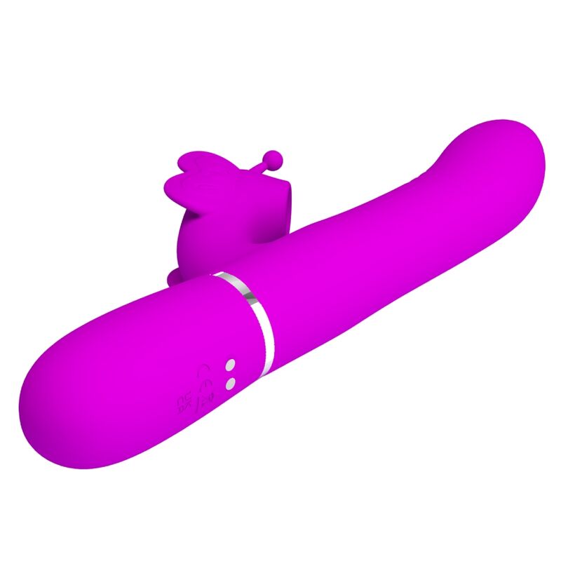 PRETTY LOVE - VIBRADOR RABBIT MULTIFUNCIÓN 4 EN 1 MARIPOSA FUCSIA