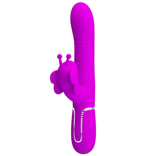 PRETTY LOVE - VIBRADOR RABBIT MULTIFUNCIÓN 4 EN 1 MARIPOSA FUCSIA