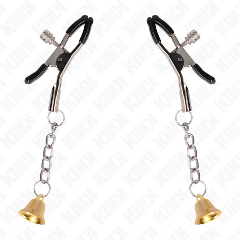 KINK - PINZAS PARA PEZONES CON COLGANTE DE CAMPANA DORADO 6 CM