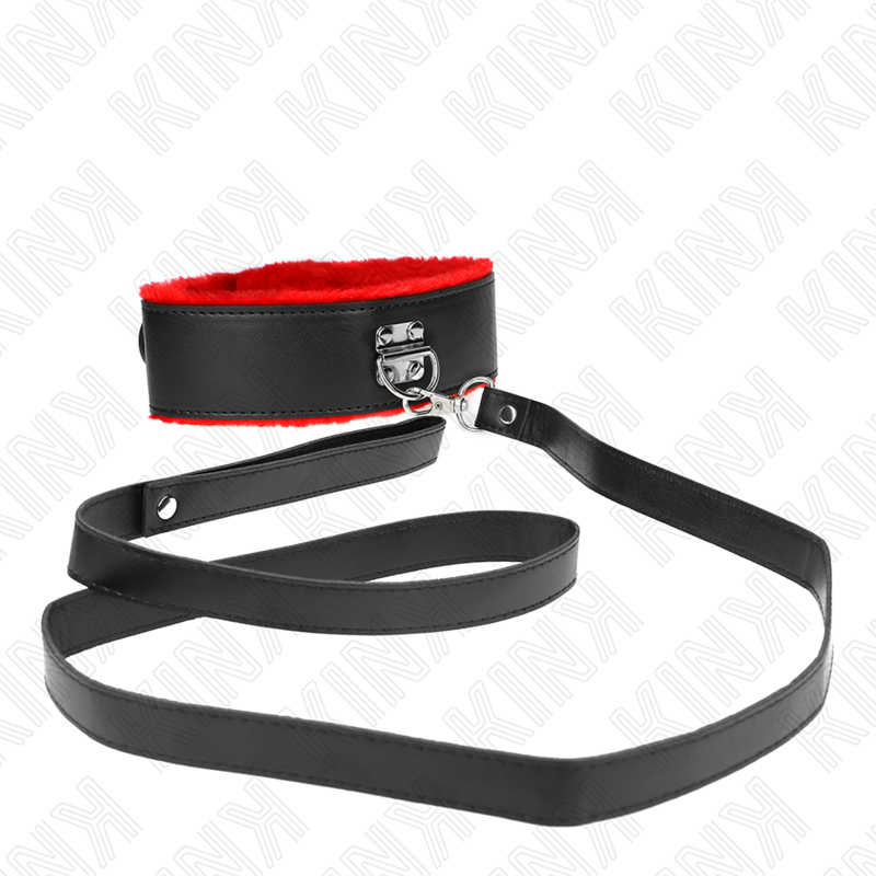 KINK - COLLAR CON CORREA 116 CM DE PIEL ROJO AJUSTABLE 40-48 CM X 6 CM