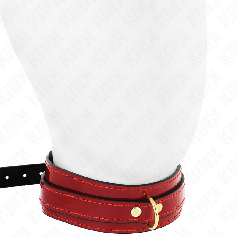 KINK - COLLAR AJUSTABLE ROJO VINO DETALLES DORADOS 29-42.5 CM X 4 CM