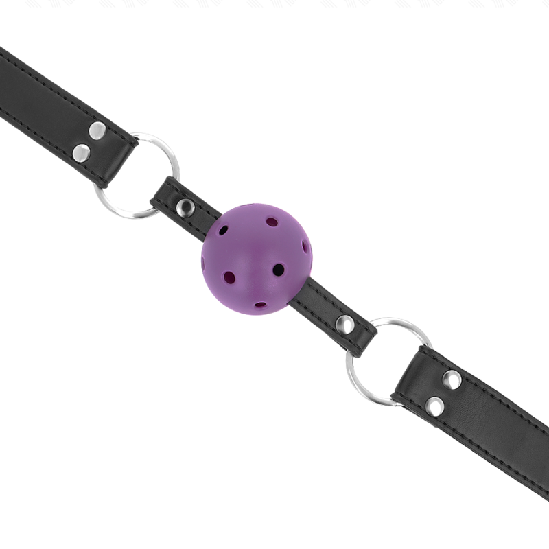 KINK - MORDAZA DE BOLA 4 CM TRANSPIRABLE CON DOBLE REMACHE MORADO 62 x 2.5 CM AJUSTABLE 42-58 CM