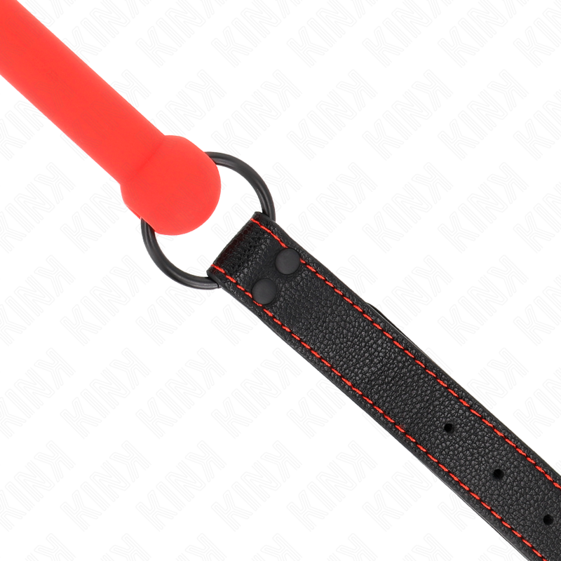 KINK - MORDAZA FORMA DE HUESO CON CORREA POLIPIEL ROJO AJUSTABLE 41-57 CM