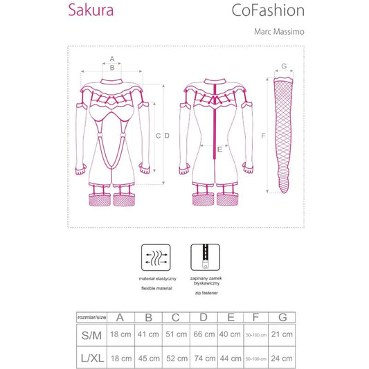 LIVCO CORSETTI FASHION - SAKURA CF 90357 MONO + GUANTES LARGOS + LIGUEROS NEGRO S/M