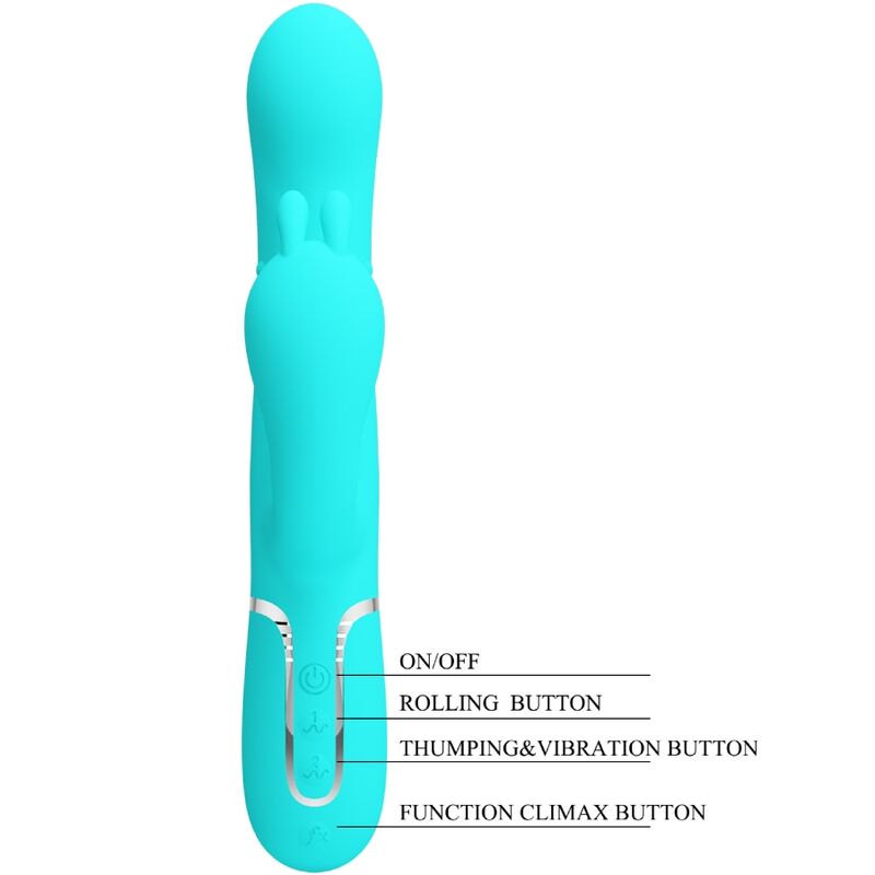 PRETTY LOVE - CAMMY TRIPLE VIBRADOR RABBIT MULTIFUNCIÓN 4 EN 1 AZUL
