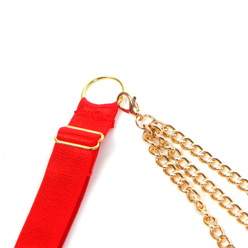 SUBBLIME - 955519 CONJUNTO SUJETADOR CON CADENAS Y CORAZÓN DE MALLA ROJO S/M