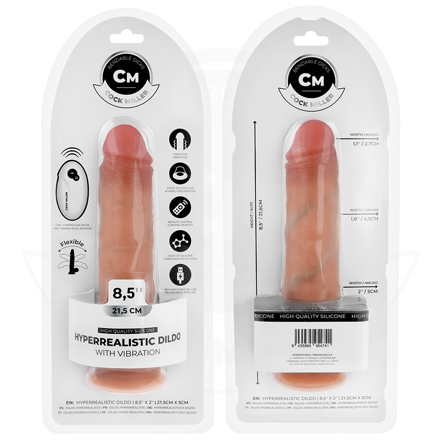 COCK MILLER - DILDO HIPERREALÍSTICO Y VIBRACIÓN CON CONTROL REMOTO 21,5 CM