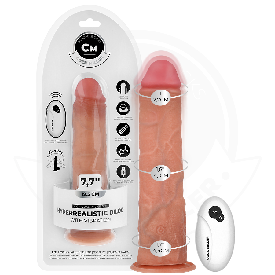 COCK MILLER - DILDO HIPERREALÍSTICO VIBRACIÓN CON CONTROL REMOTO 19,5 CM