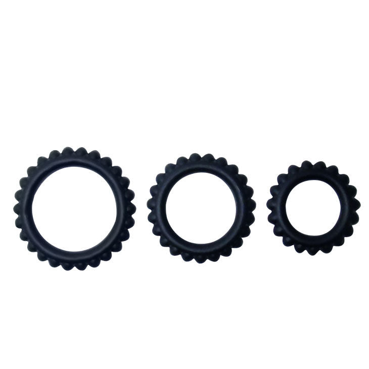 BAILE - TITAN SET 3 PCS COCK RING BLACK 2.8 + 2.4 + 1.9 CM