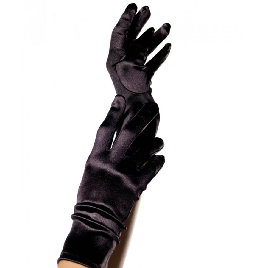 LEG AVENUE - GUANTES SATIN NEGRO