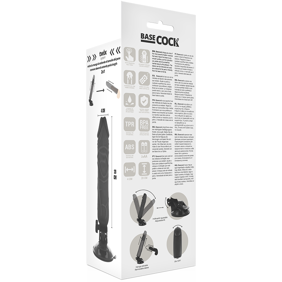 BASECOCK - VIBRADOR REALISTICO CONTROL REMOTO NATURAL 20 CM -O- 4 CM