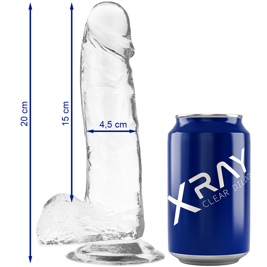 X RAY - CLEAR DILDO REALISTA TRANSPARENTE 20 CM -O- 4.5 CM