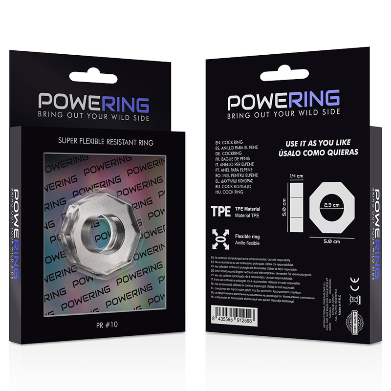 POWERING - SUPER FLEXIBLE Y RESISTENTE ANILLO PENE  5CM PR10 CLEAR