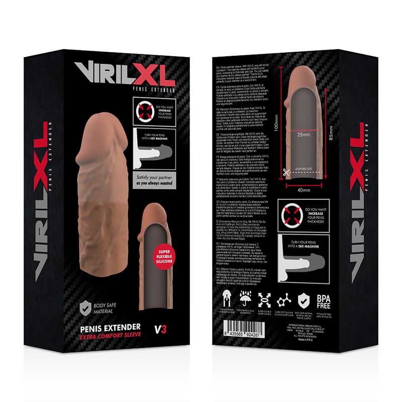 VIRILXL - EXTENSION DE PENE LIQUID SILICONE V3 MARRON